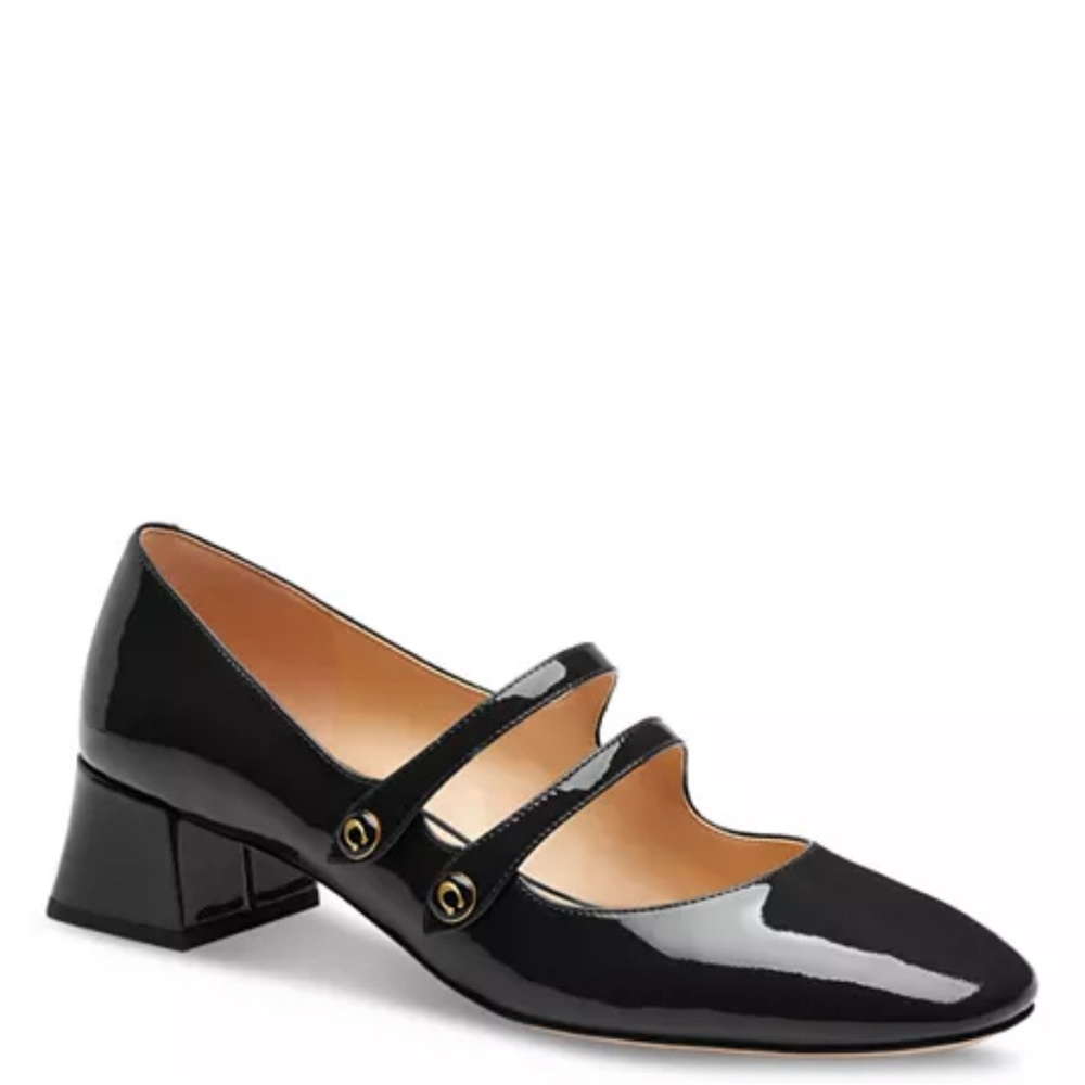 COACH Black Patent Mary Jane Low Heel Pumps
